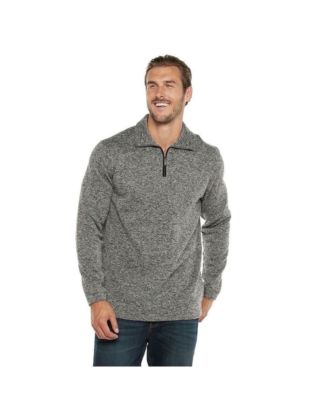Haggar Cool 18 Pro Quarter Zip Performance Pullover Sweater Gray Men's LT